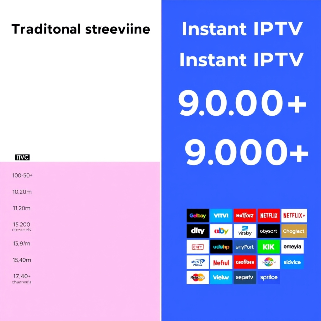 Channel count comparison showing IPTV vs traditional cheapest legal live TV streaming services