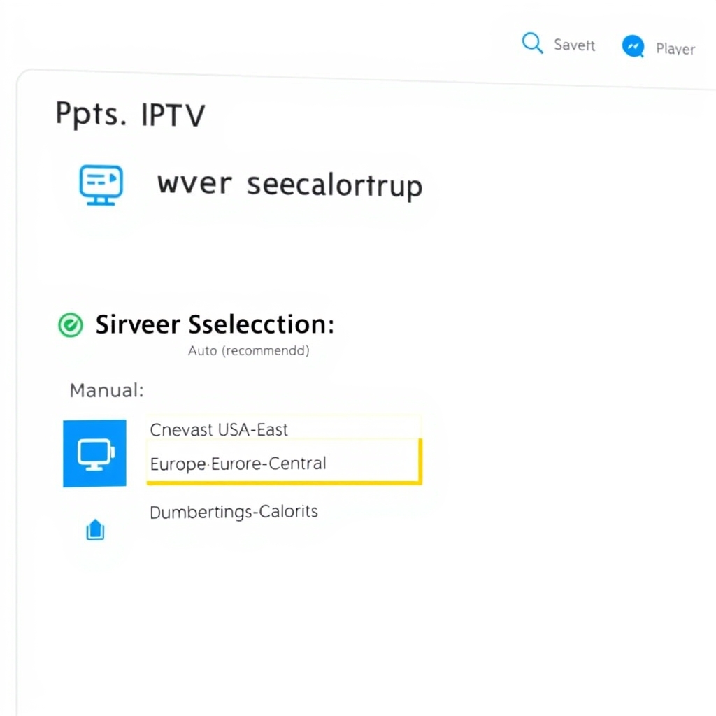 IPTV provider dashboard showing server selection options for optimal speed