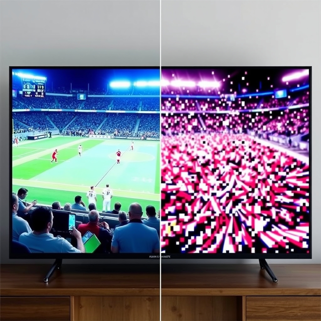 High quality IPTV test stream vs low quality stream comparison