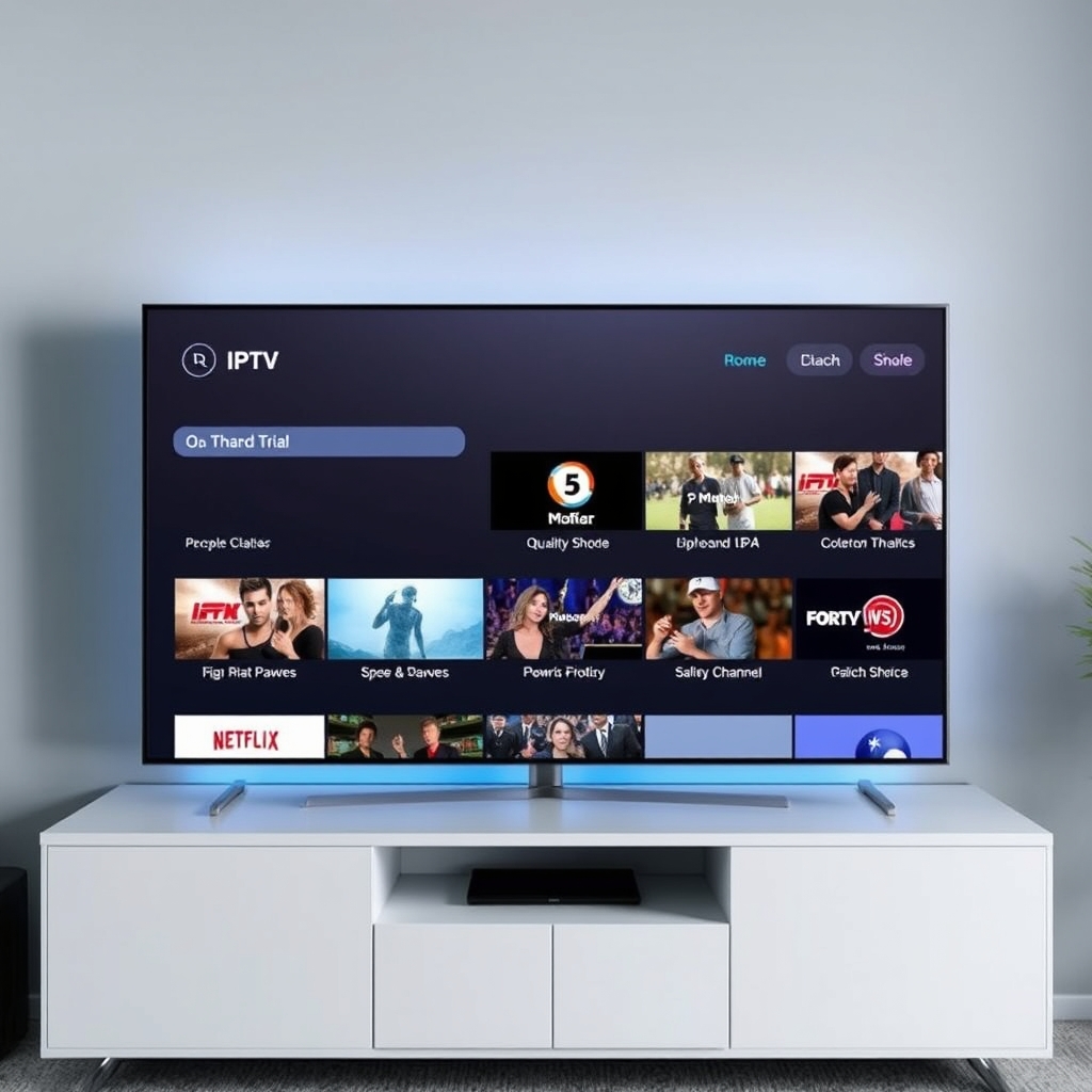 IPTV free trial interface showing licensed channel selection