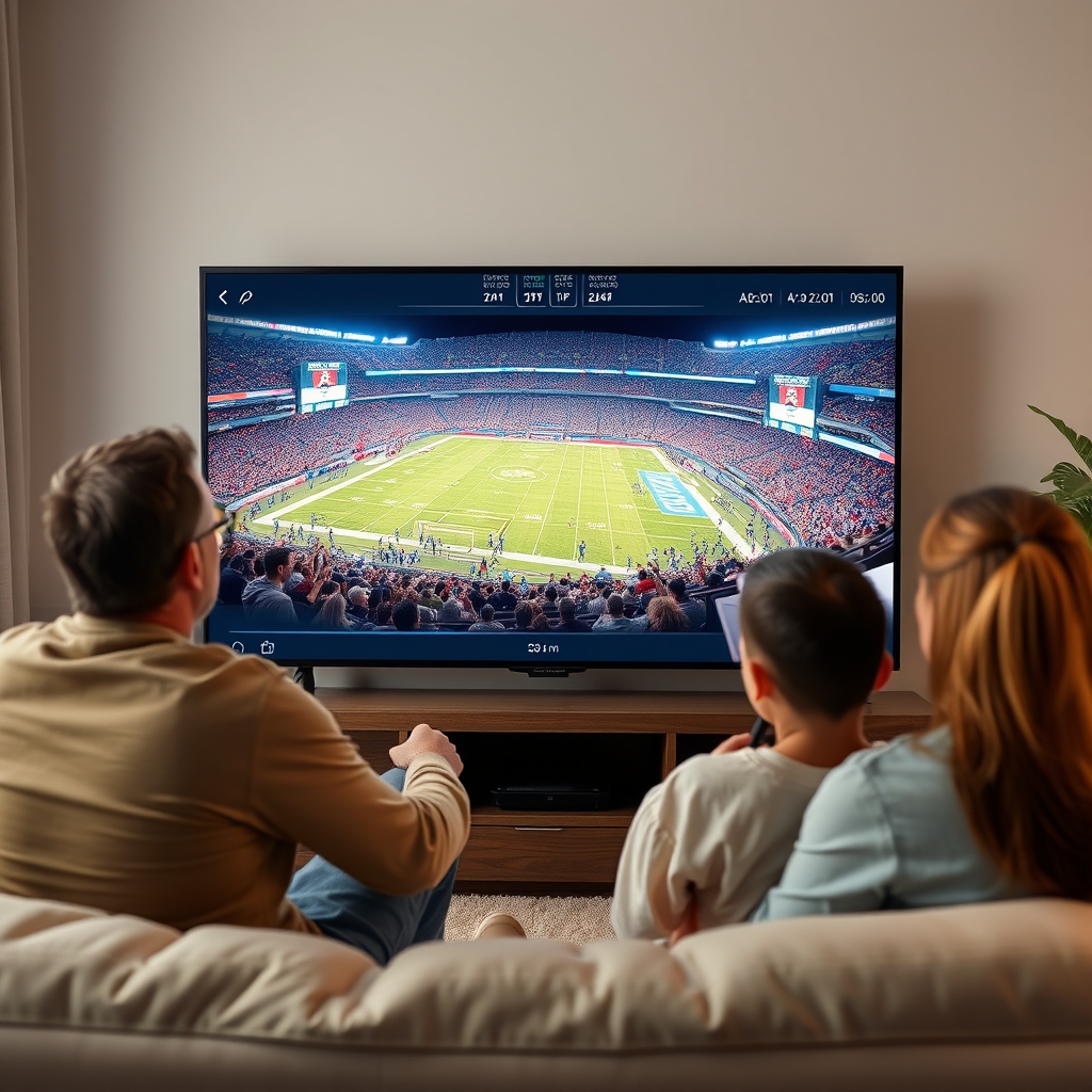 Happy family enjoying a paid IPTV trial with high-quality streams